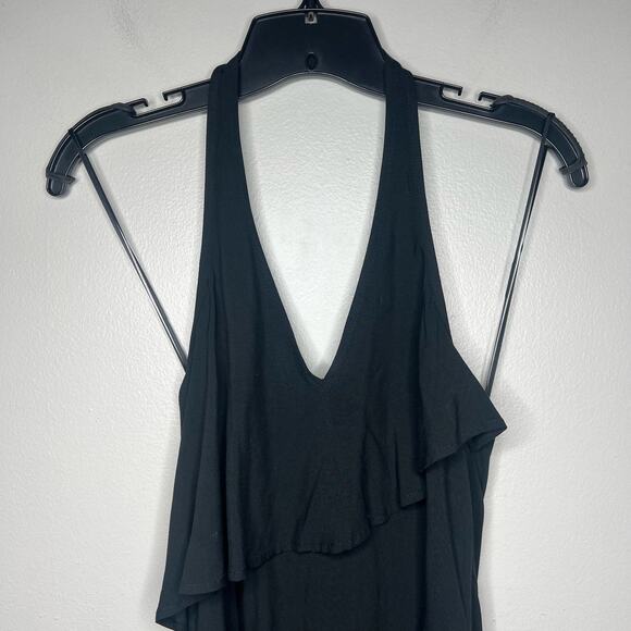 Asymmetrical Black Midi Dress Halter Sz 0 Whimsigoth Dark Fairy Grunge Y2K Witch - Picture 3 of 12